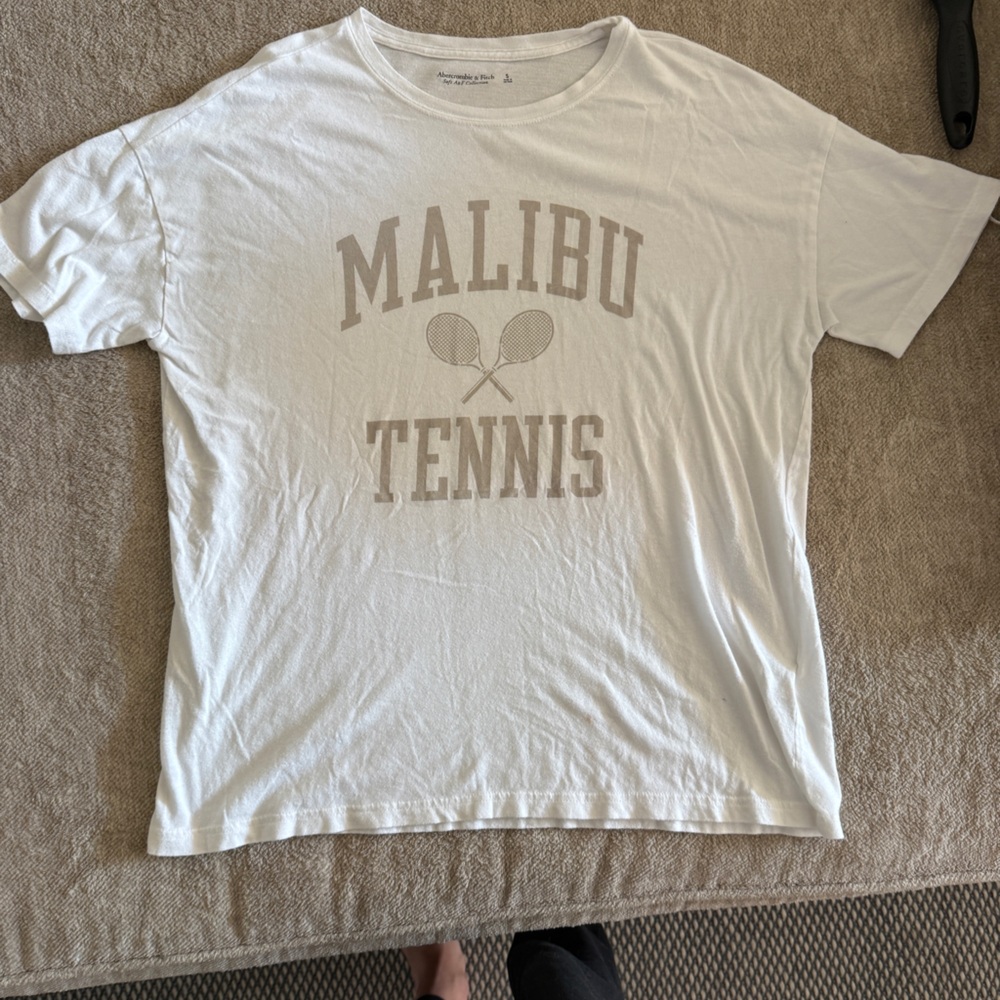 Abercrombie & Fitch Oversized White Malibu Tennis Tee